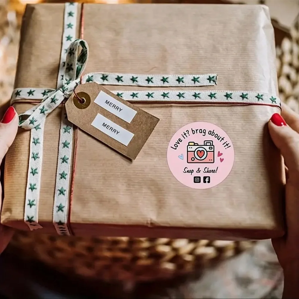 500pcs. Cute Retro Pink Camera Stickers -  Thank You Stickers - Picture 2 of 5